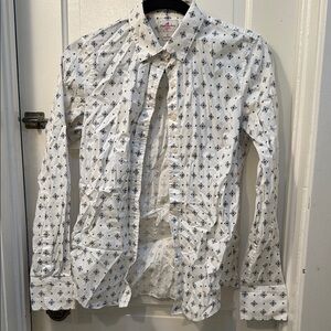J. Crew White Button Down Shirt with Geometric Pattern